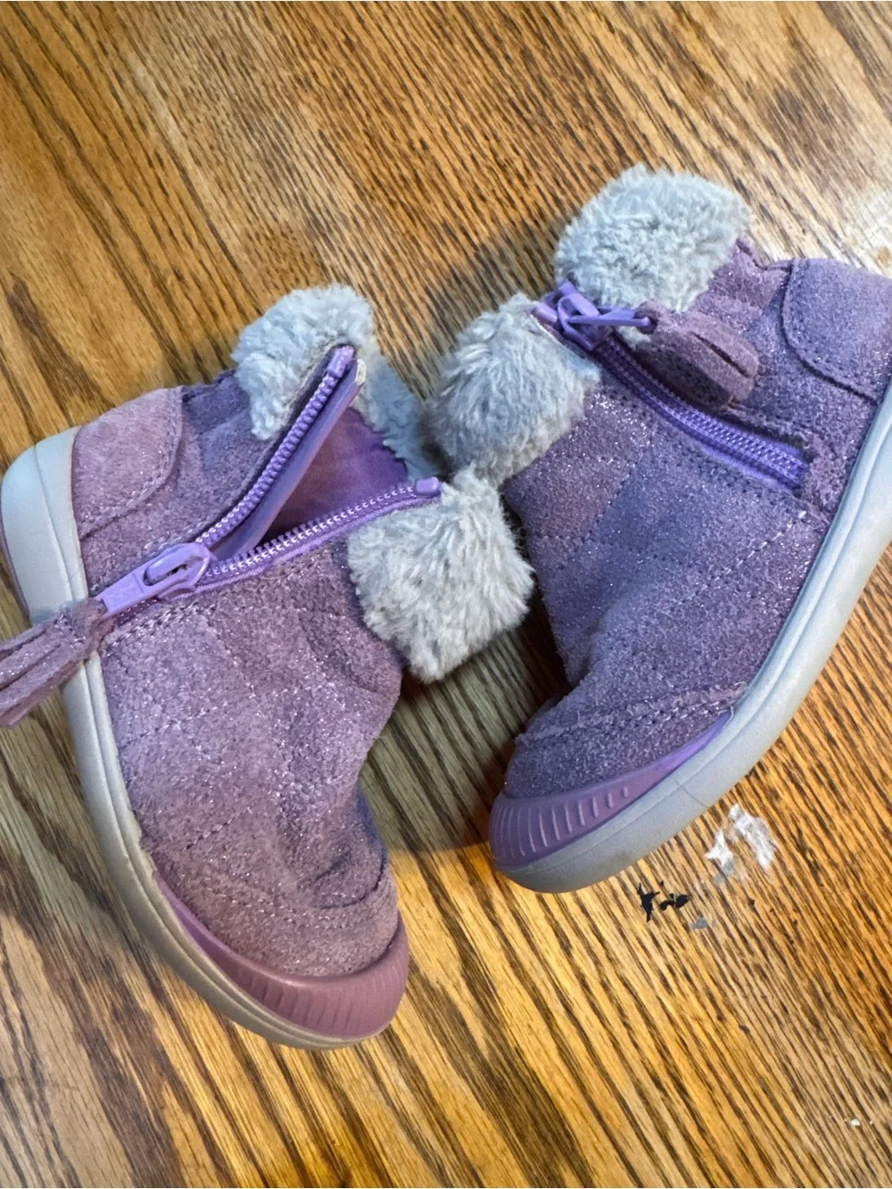 Stride Rite Girls Lavender Purple Faux-Fur Ankle Boots